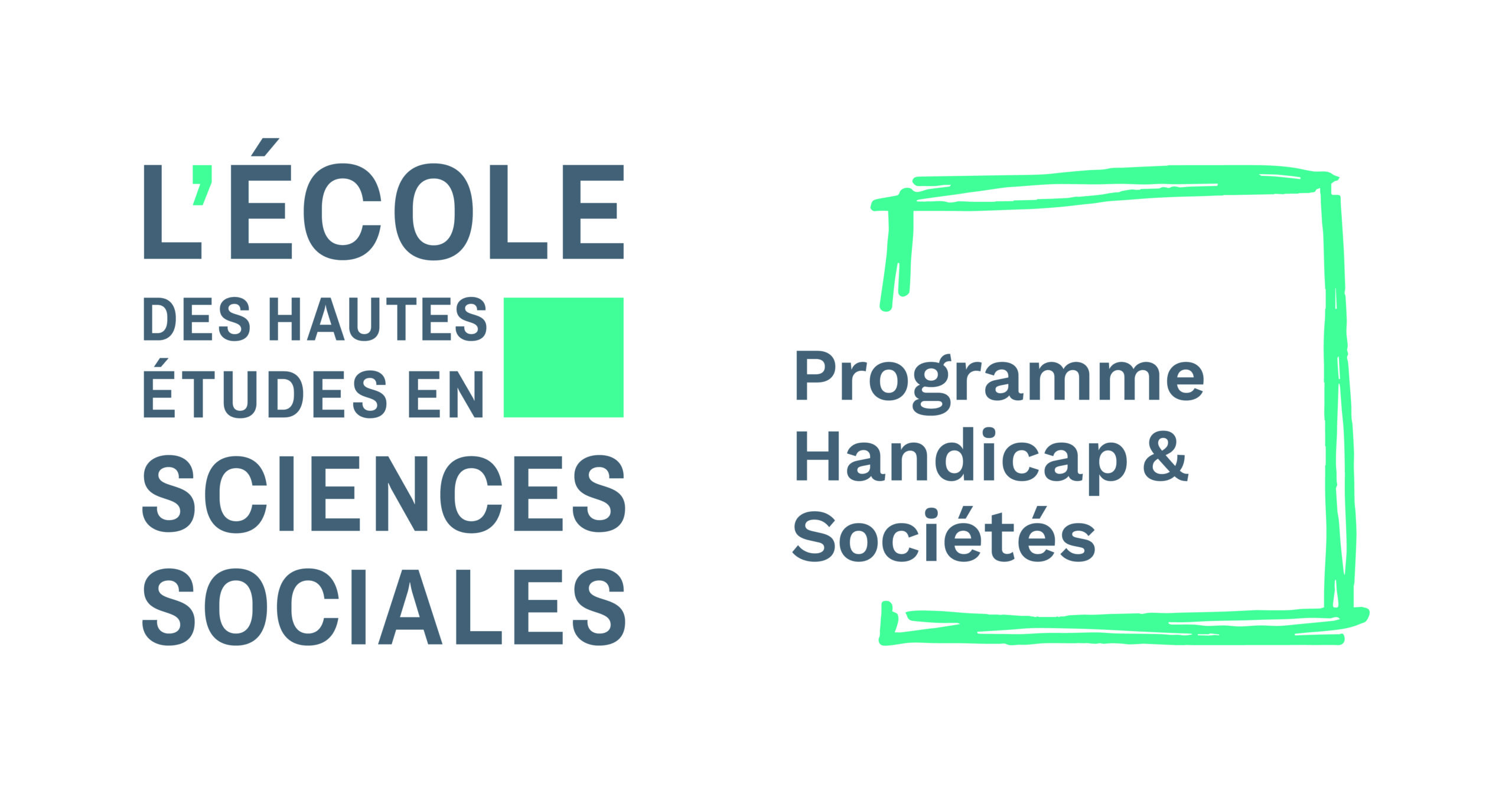 Logo du programme Handicap & Société, associé à celui de l'EHESS (École des Hautes Études en Sciences Sociales