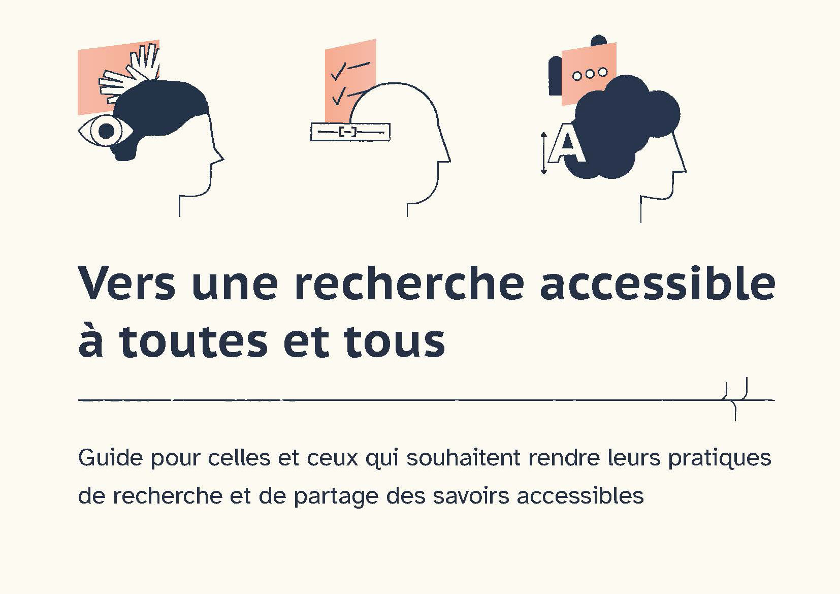 Visuel de la première page du guide "Vers une recherche accessible à toutes et tous"