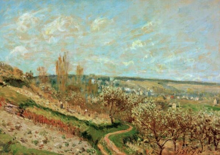Peinture à l'huile sur toile d'Alfred Sisley "Printemps à Saint-Germain-en-Laye"