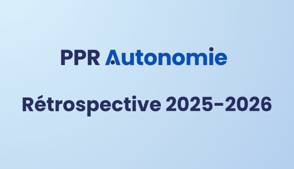 Titre bleu foncé sur fond dégradé bleu clair : Rétrospective 2025-2026
